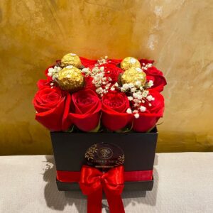 Caja Delux de rosas + chocolates